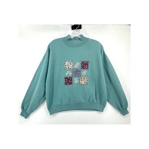 Separate Issue Vintage Floral Patchwork Mock Neck Sweatshirt Small Cottagecore